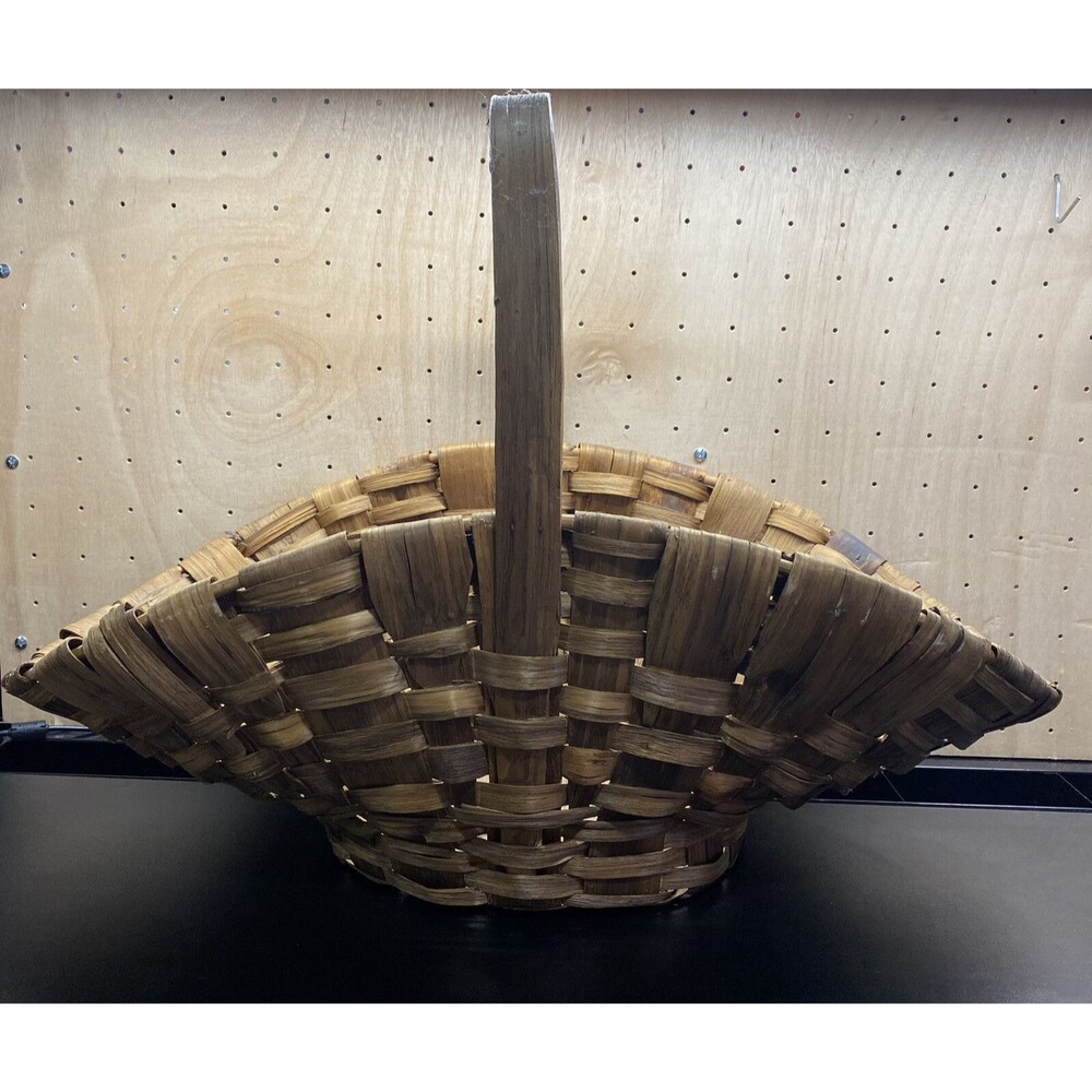 Flower Gathering Basket Late 19th Early 20th Century Primitive Ash Splint